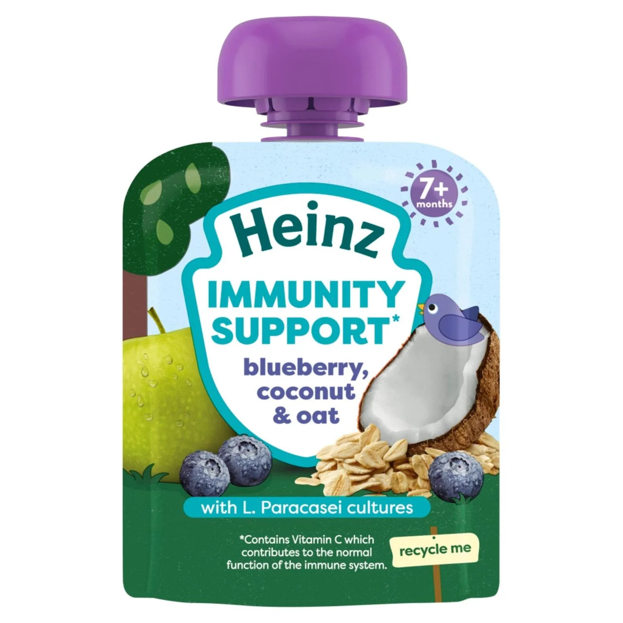Heinz Immunity Support Blueberry, Coconut & Oat Baby Food Pouch 7M+ 85g