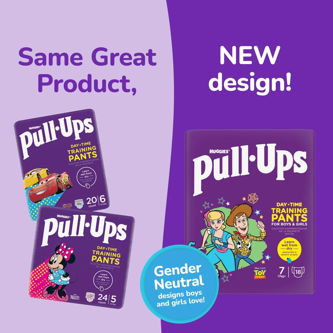 Huggies Pull-Ups Day Time Unisex Training Nappy Pants Size 7 - 18 Pants