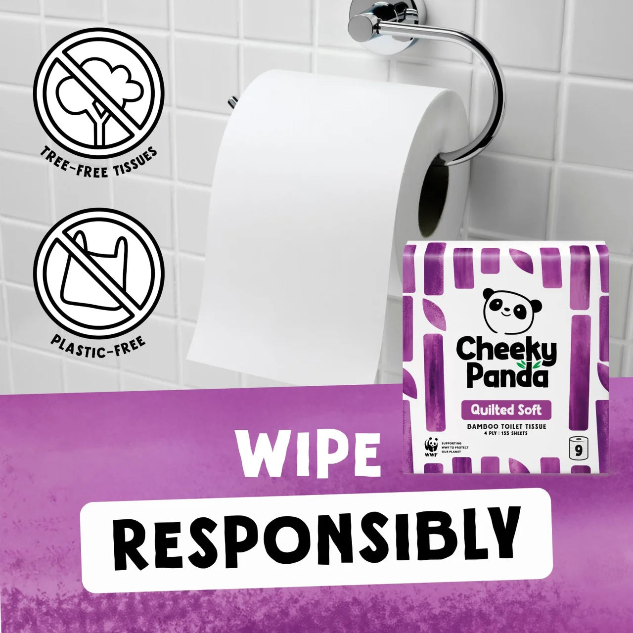 Cheeky Panda Quilted Soft Bamboo Toilet Paper 9 per pack