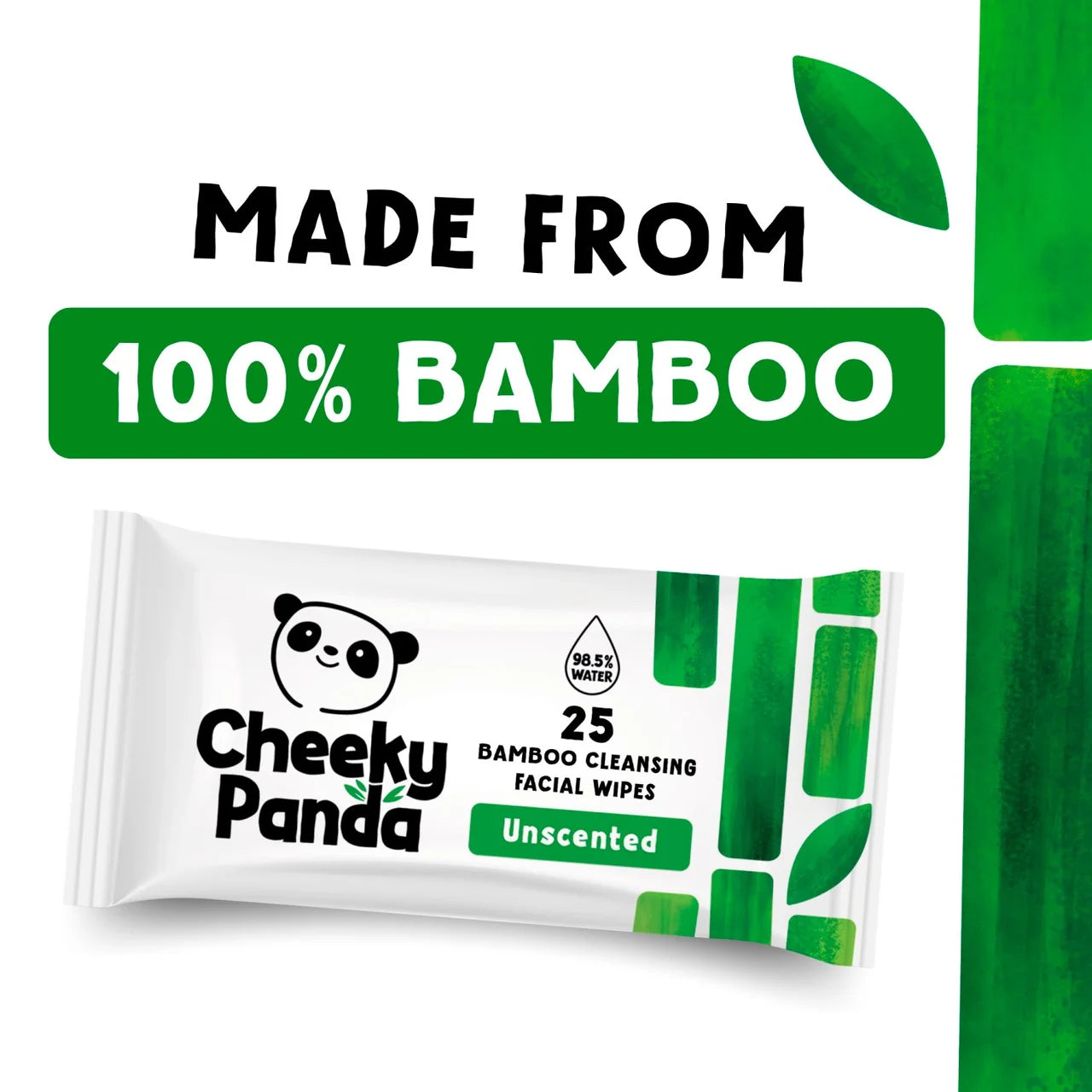 Cheeky Panda Bamboo Unscented Facial Cleansing Wipes 25 per pack