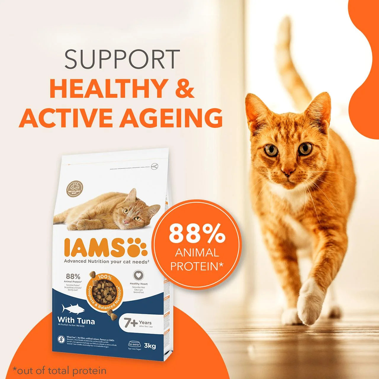IAMS 7+ Senior Dry Cat Food Tuna 3kg