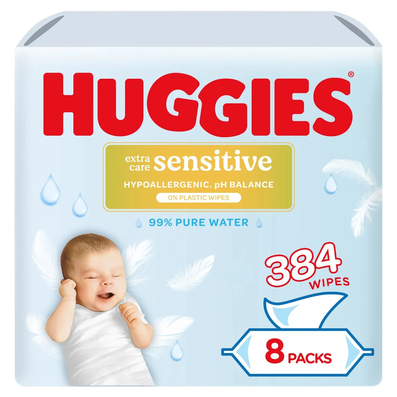 Huggies Pure Extra Sensitive Baby Wipes 8 x 48 per pack