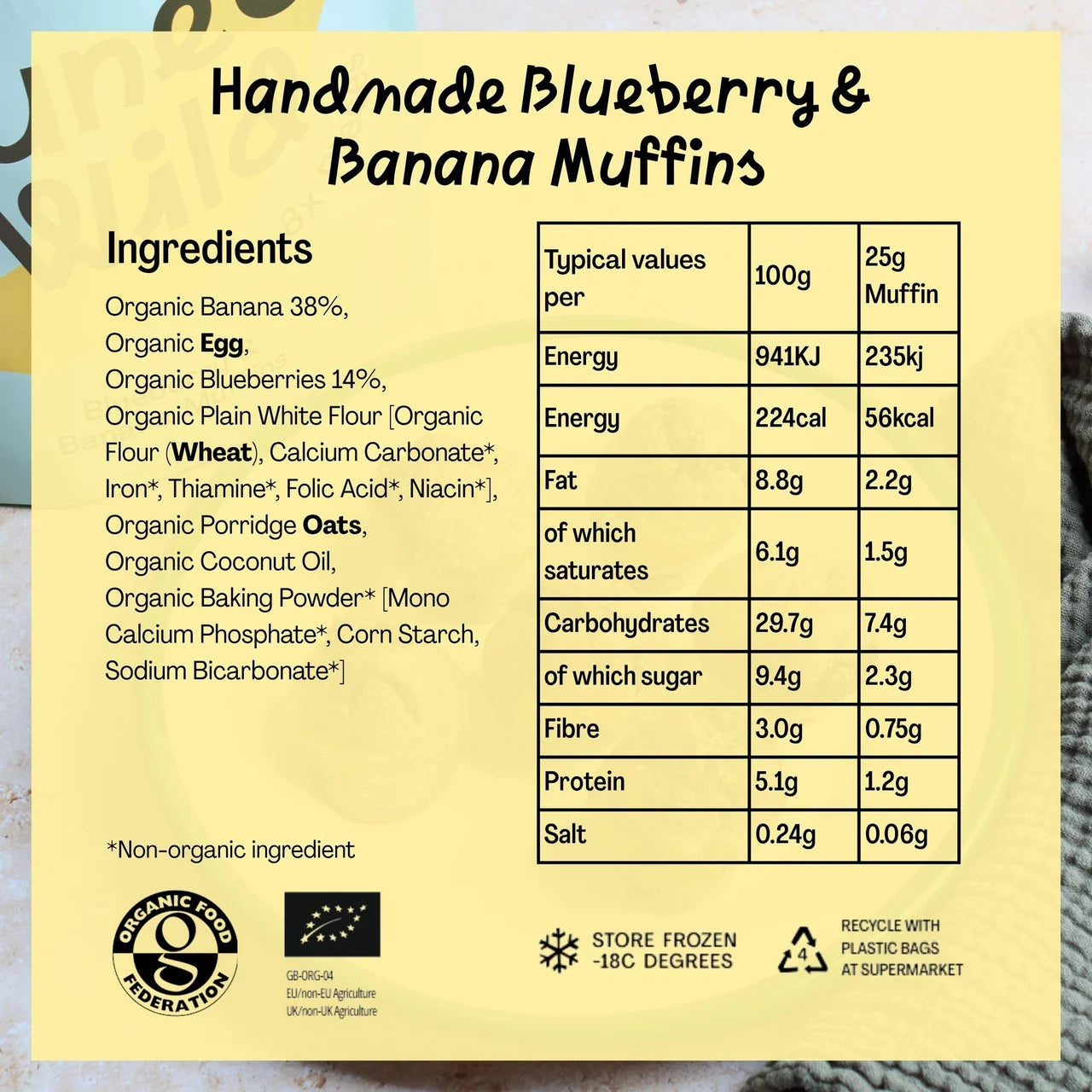 Lune & Wild Handmade Blueberry & Banana Muffins 9+ Months 200g