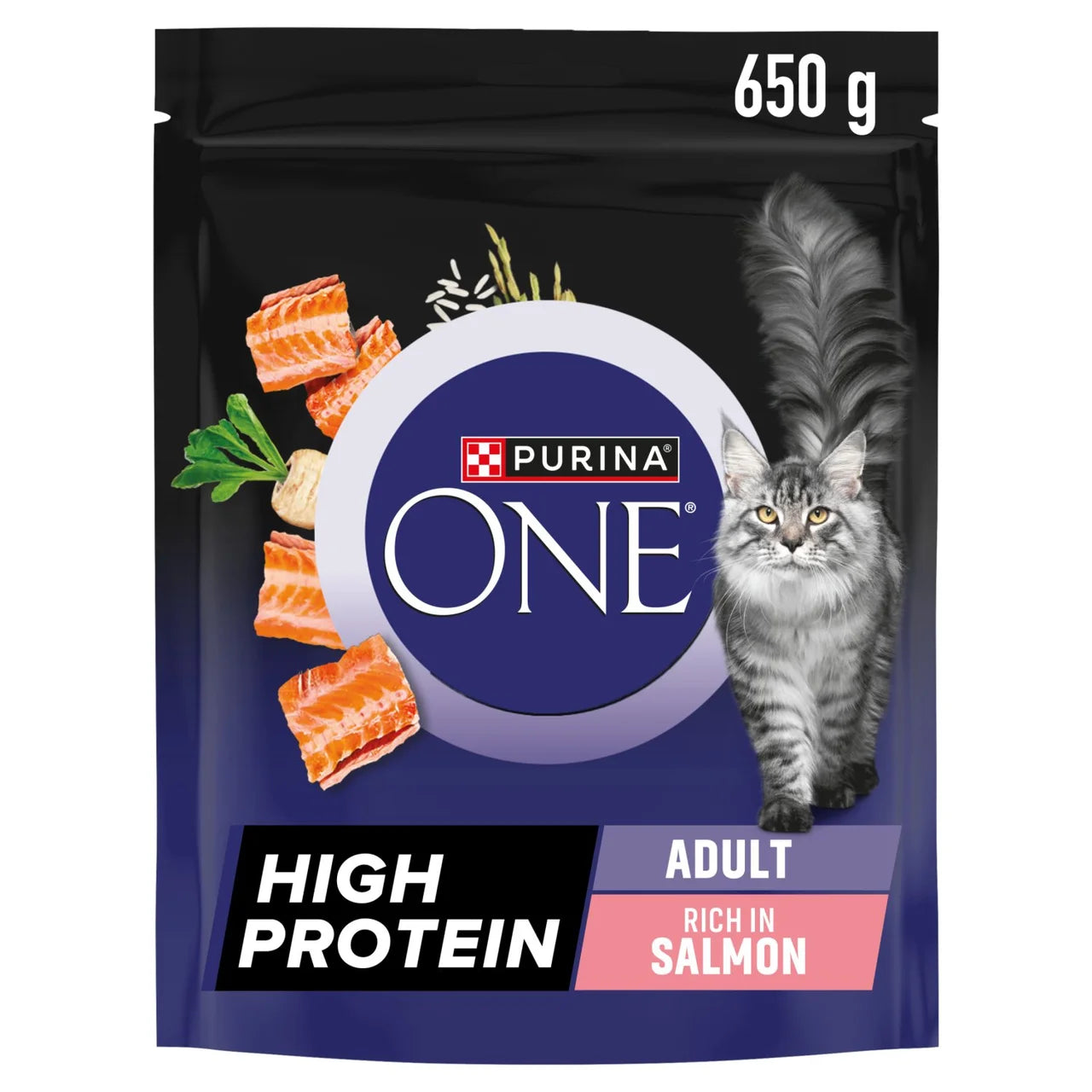 Purina One High Protein Salmon Dry Cat Food 650g