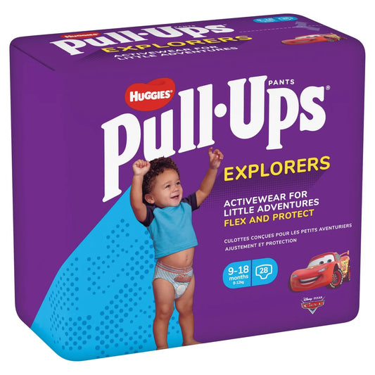 Huggies Pull-Ups Explorers Boys Nappy Pants, Size 3-4 (9-18 mths) 28 per pack