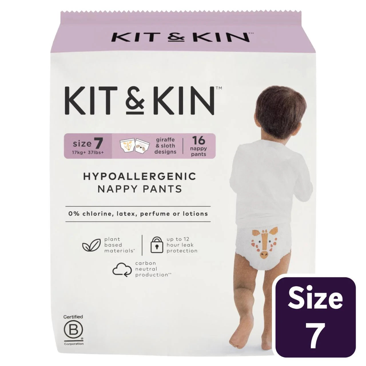 Kit & Kin Hypoallergenic Nappy Pants Size 7 (17+kg) 16 per pack