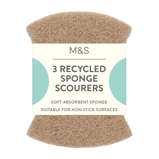 M&S 3 Recycled Sponge Scourers 3 per pack