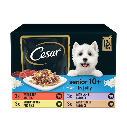 Cesar Senior Wet Dog Food Pouches Mixed Selection in Jelly 12x100g
