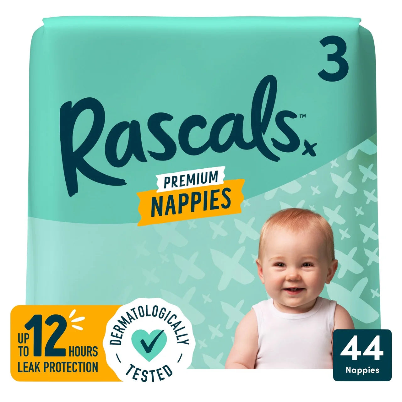 Rascals Premium Nappies, Size 3 (6-11kg) 44 per pack