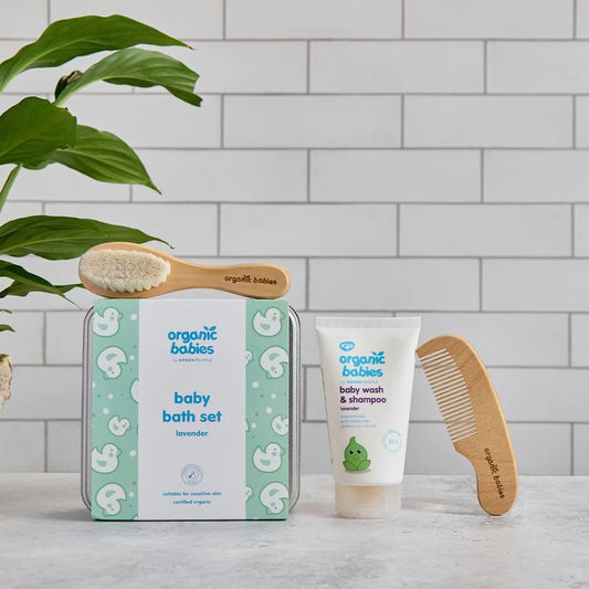 Green People Organic Babies Bath Set, Lavender