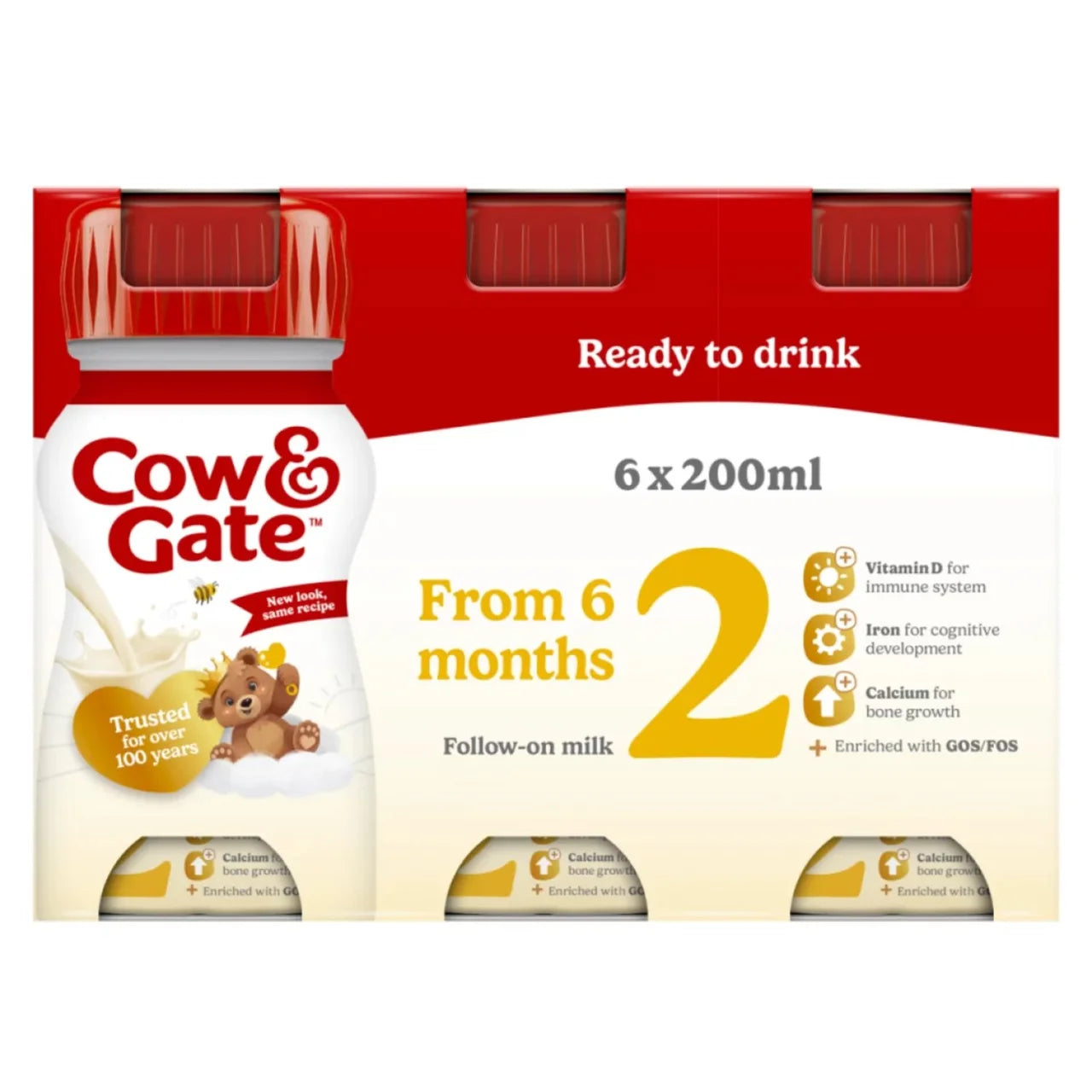 Cow & Gate 2 Follow On Baby Milk Formula Liquid Ready to Feed 6-12 Months , 6 x 200ml