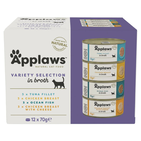 Applaws Natural Wet Cat Food Multipack Tins Variety Selection in Broth 12 x 70g