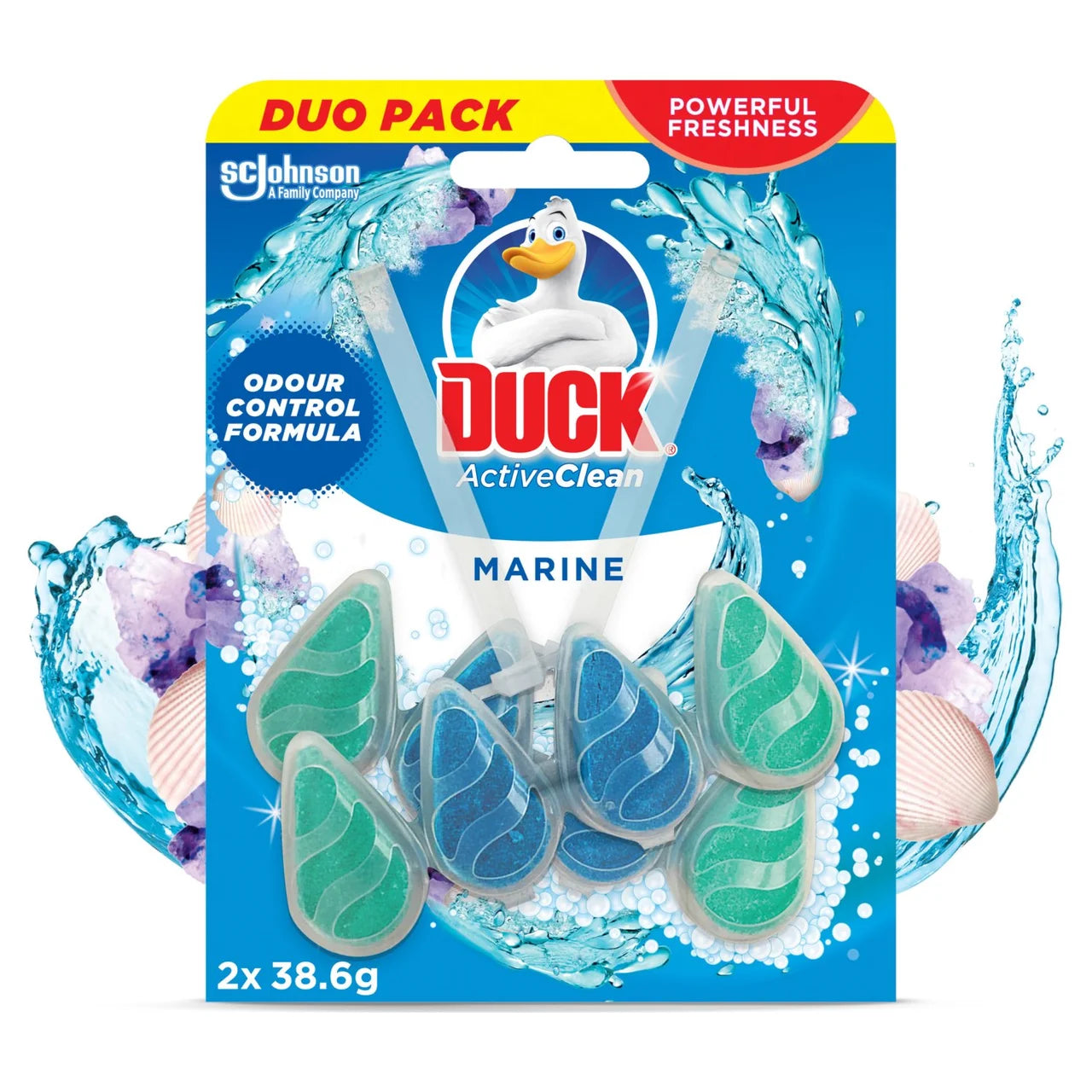Duck Active Clean Toilet Rim Block Marine Duo Pack 2 x 39g
