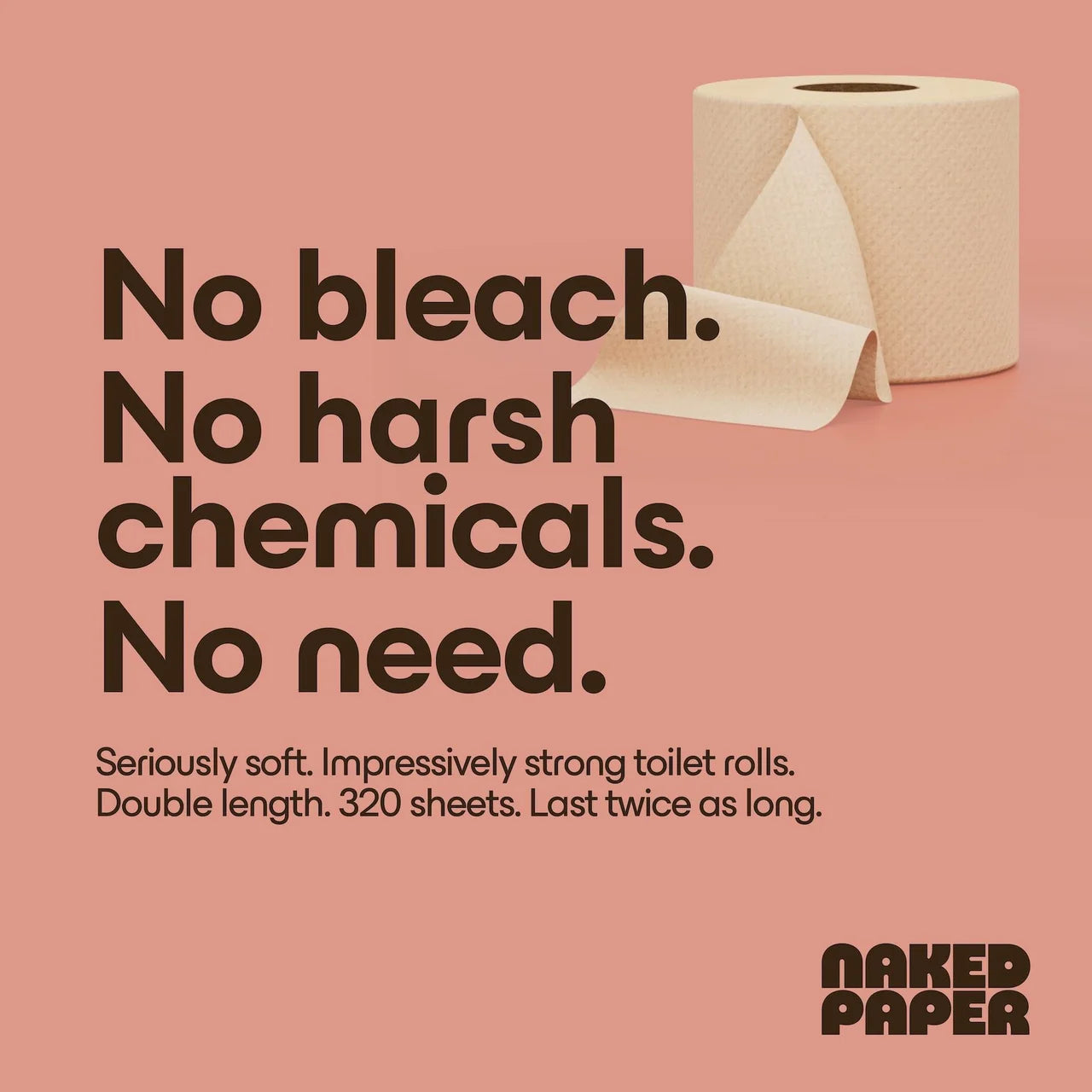 Naked Paper Unbleached Super Soft Extra Long Bamboo Toilet Paper 6 per pack