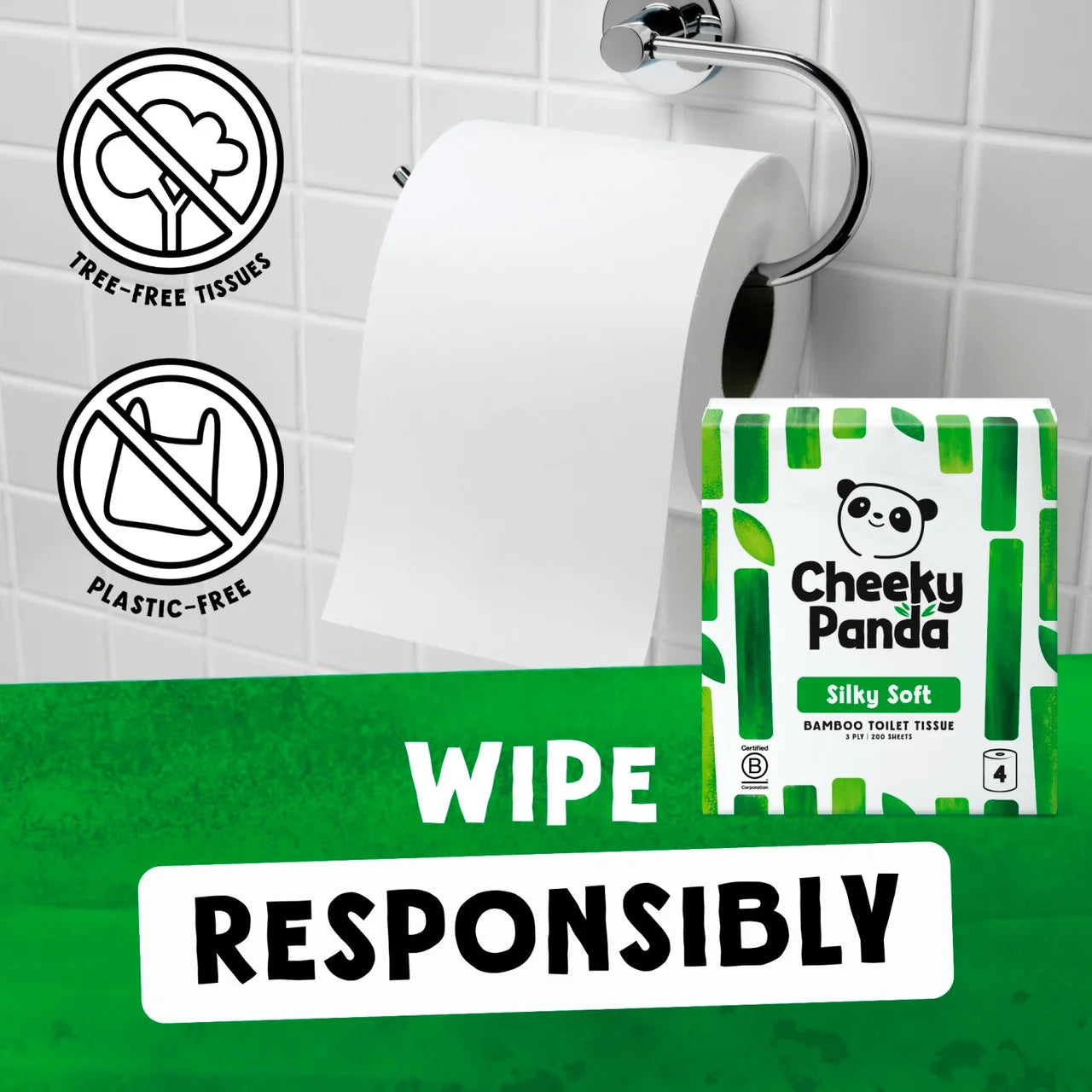 Cheeky Panda Silky Soft Bamboo Toilet Paper 4 per pack