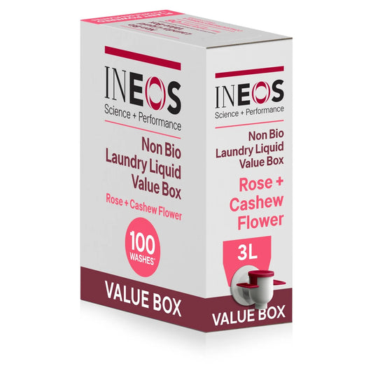 INEOS Non Bio Laundry Liquid XXL Value Box Rose + Cashew Flower 100 Washes 3L