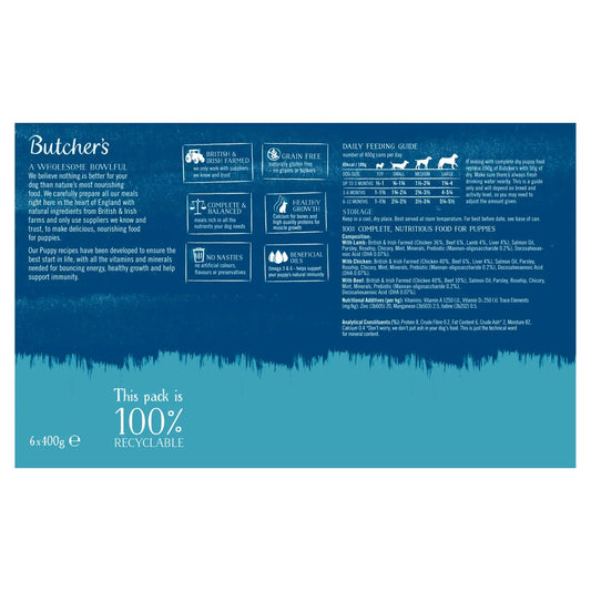 Butcher's Puppy Perfect Dog Food Tins 6x400g