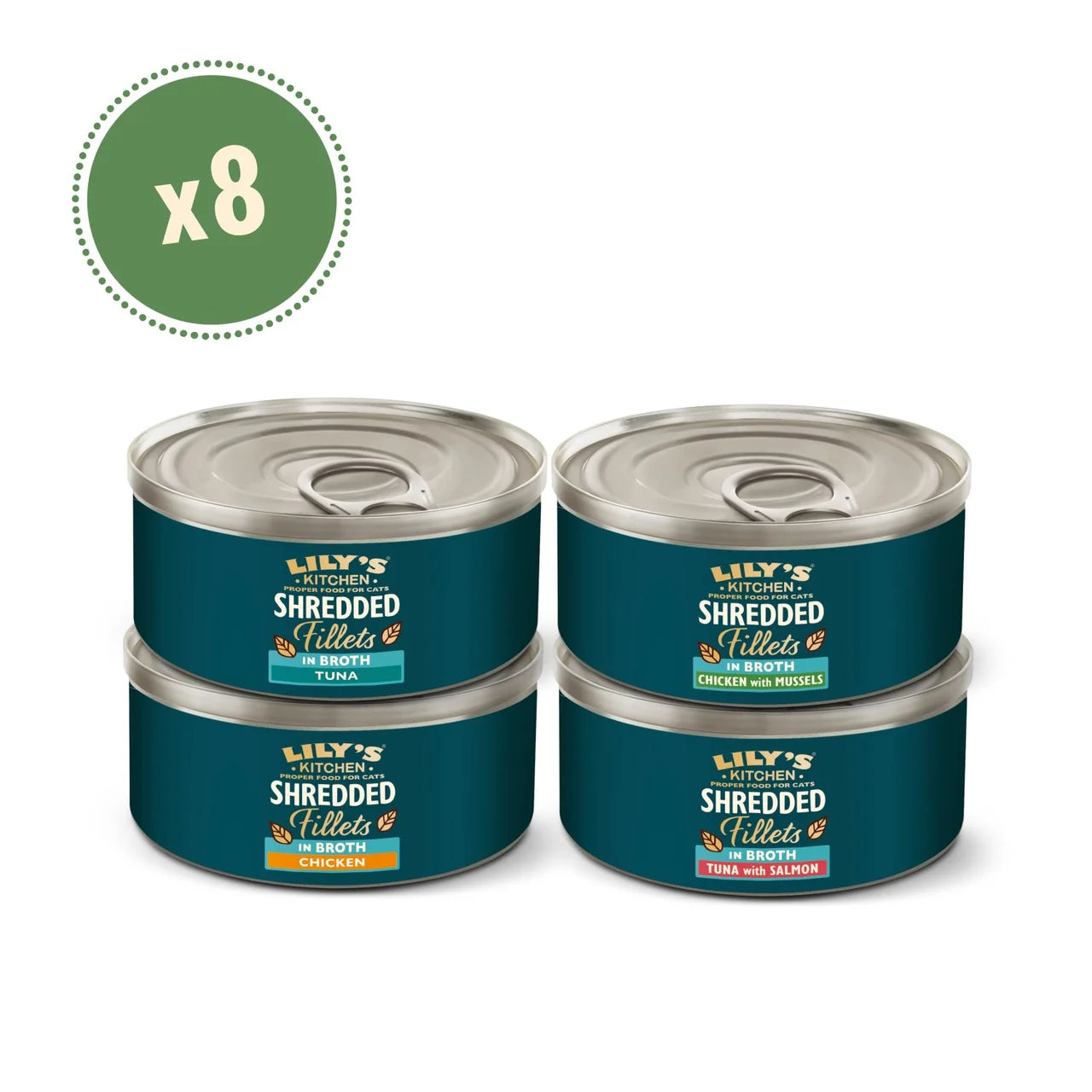 Lily's Kitchen Cat Shredded Fillets in Broth Multipack 8 x 70g