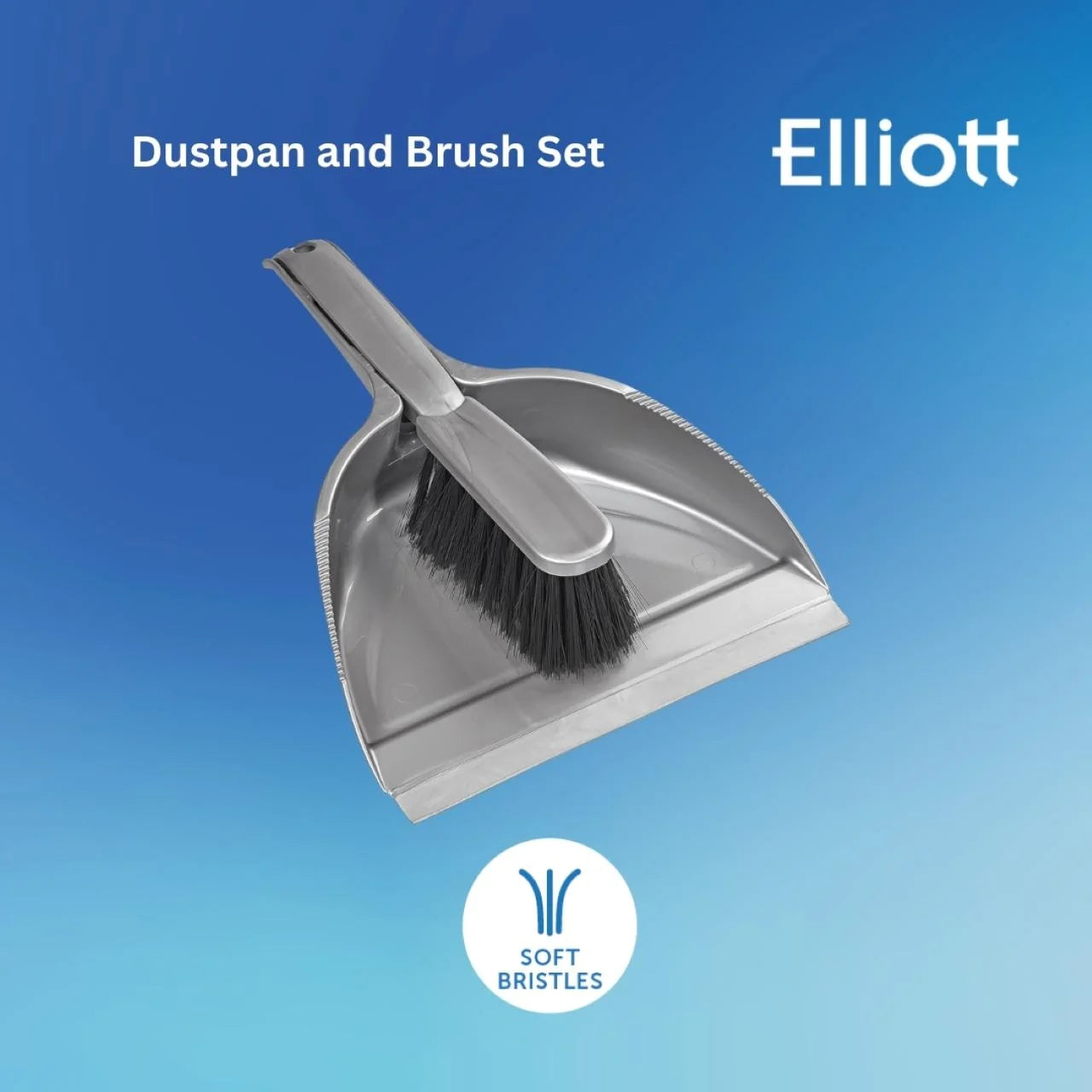 Elliott Dustpan & Brush Set Silver Soft