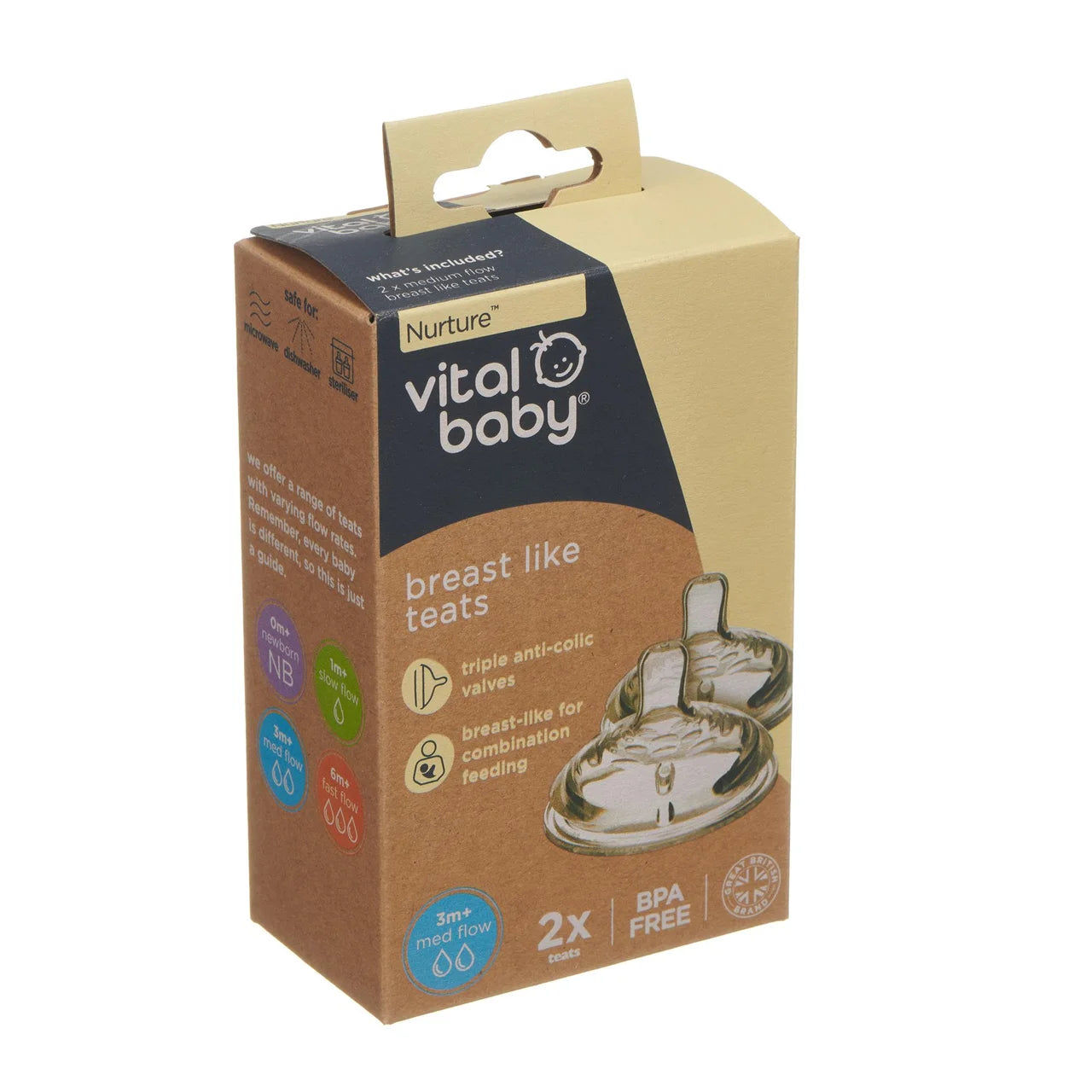 Vital Baby Nurture Breast Like Teats Medium Flow 2 per pack