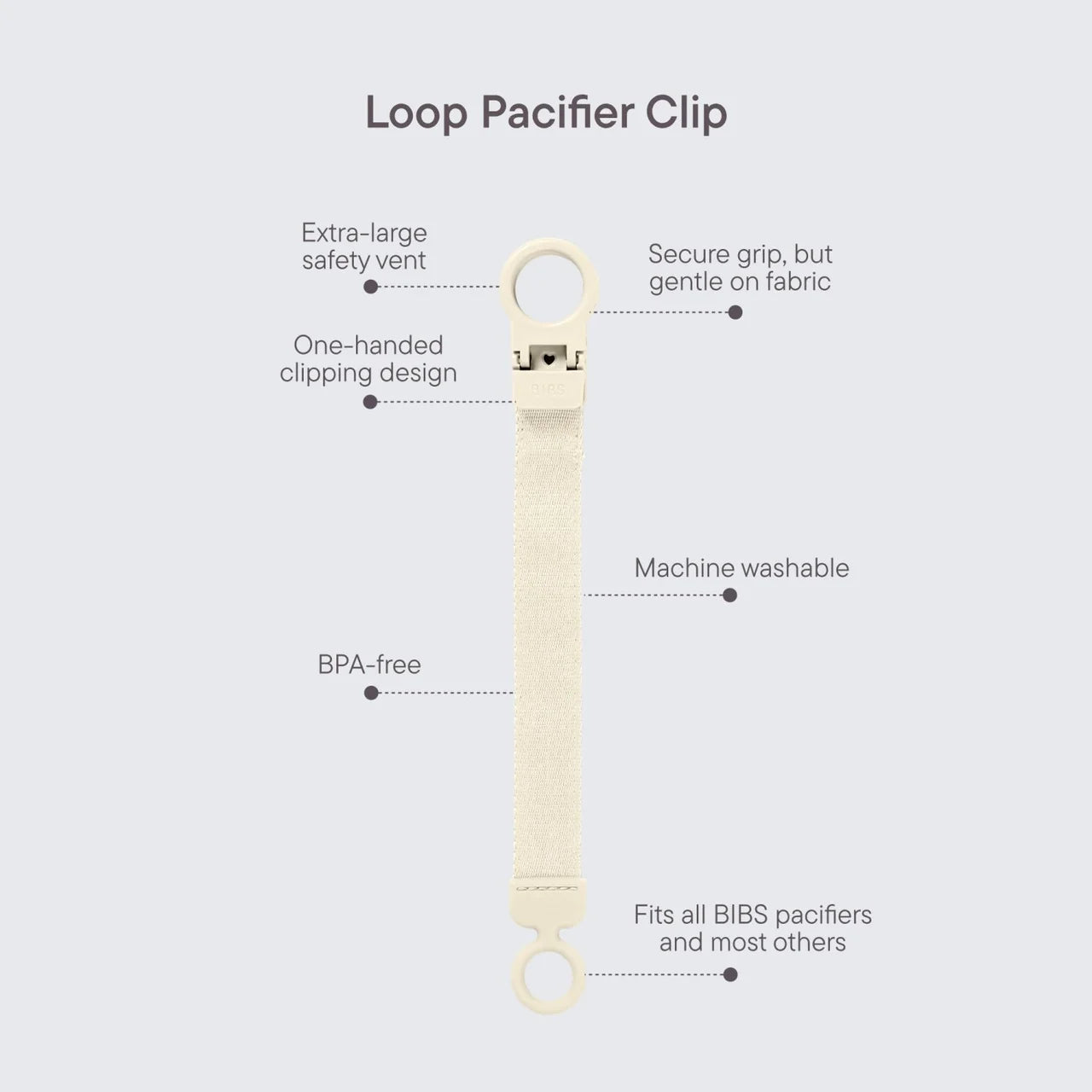 BIBS Pacifier Clip Loop Ivory
