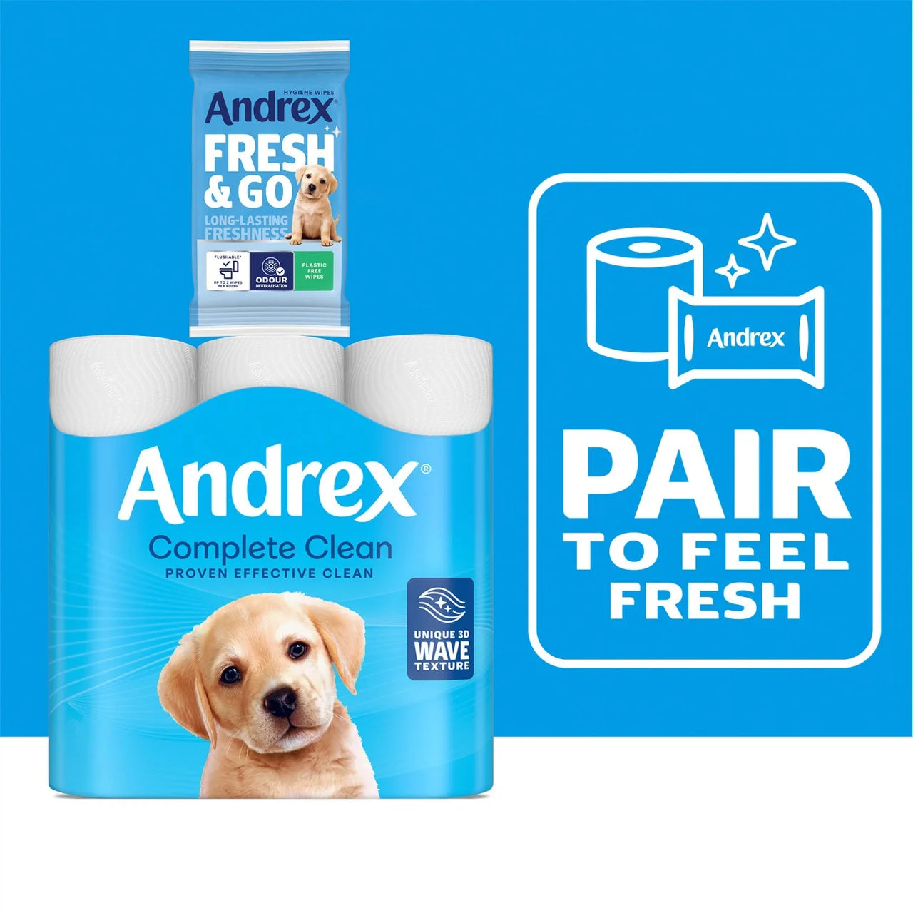 Andrex Fresh and Go Flushable Hygiene Wipes Travel Pack 12 per pack