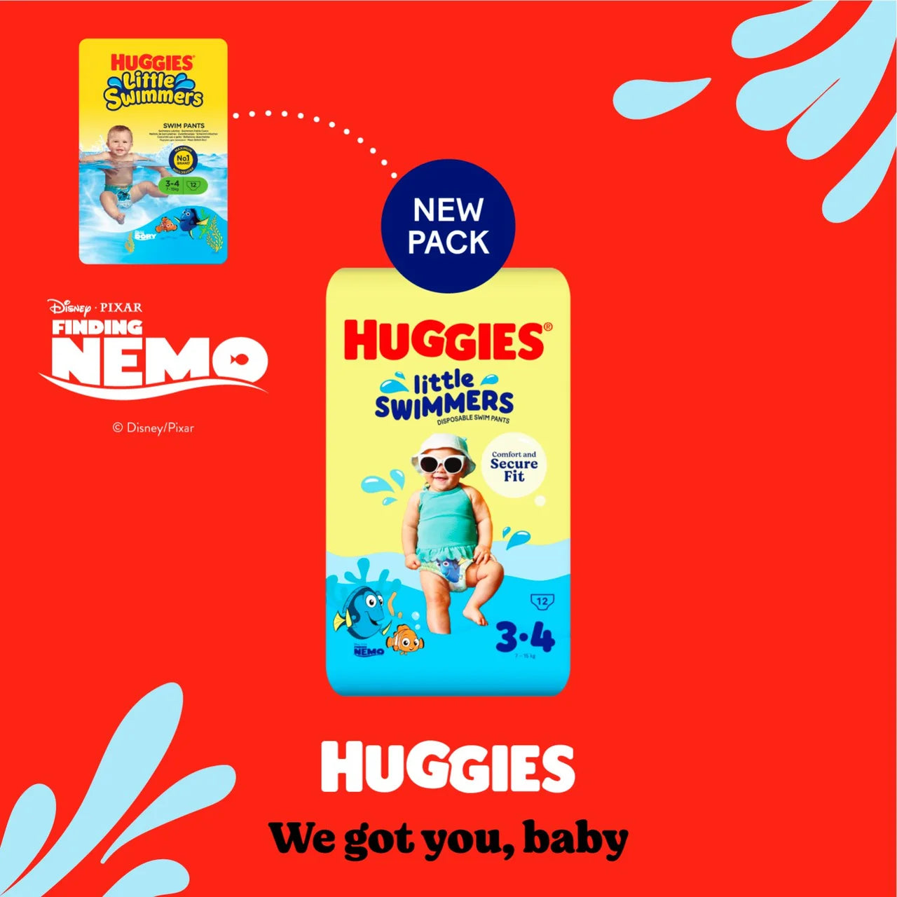 Huggies Little Swimmers Swim Nappies, Size 3-4 (7-15kg) 12 per pack