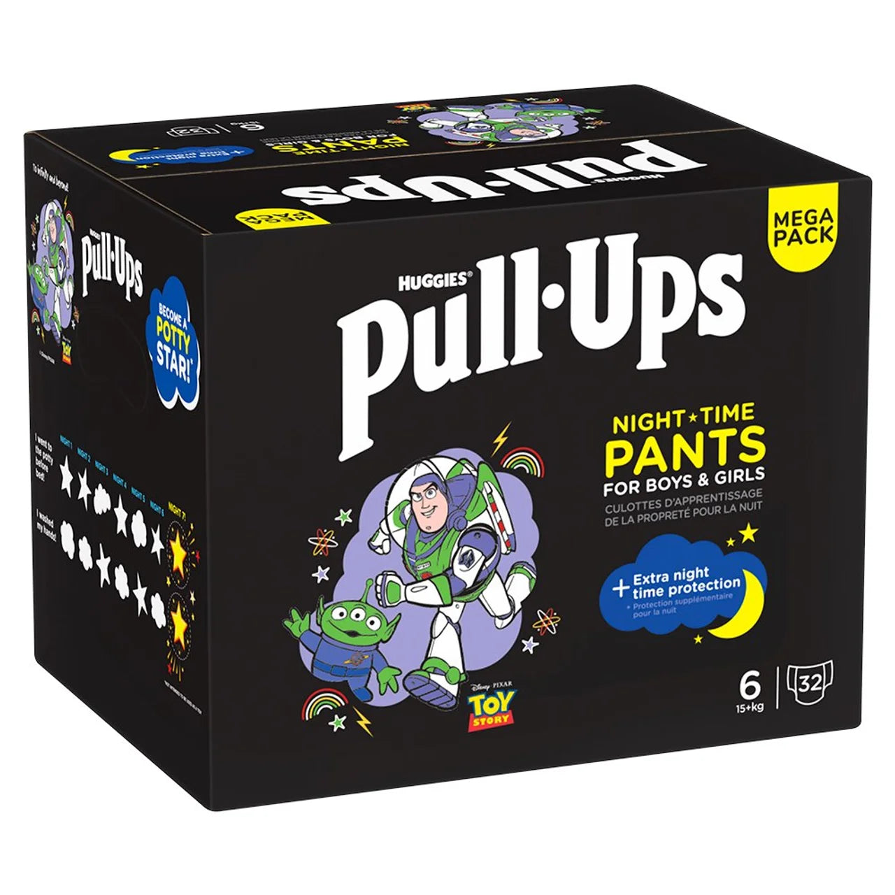 Huggies Pull-Ups Night Time Unisex Training Nappy Pants- Size 6 MEGA 32 per pack