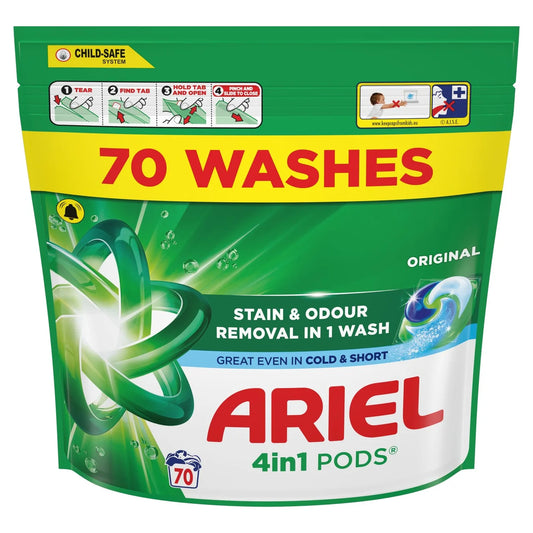 Ariel Original 4in1 Pods Washing Liquid Capsules 70 Washes