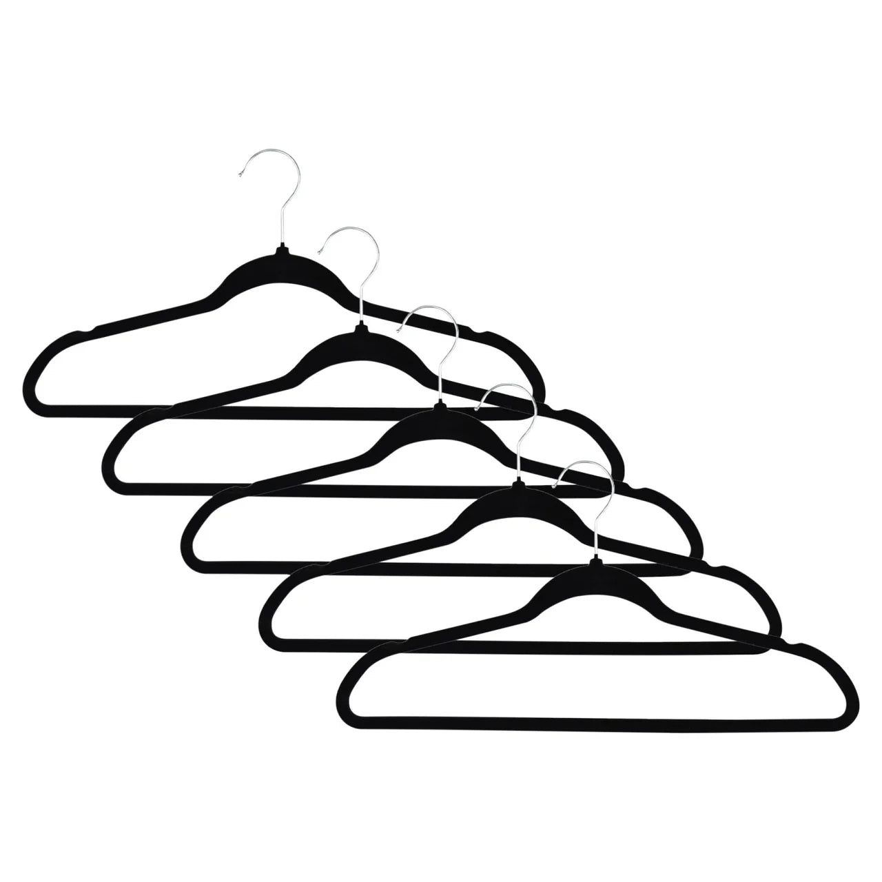 Non Slip Velvet Hangers with Swivel Hook, Black, 5pk