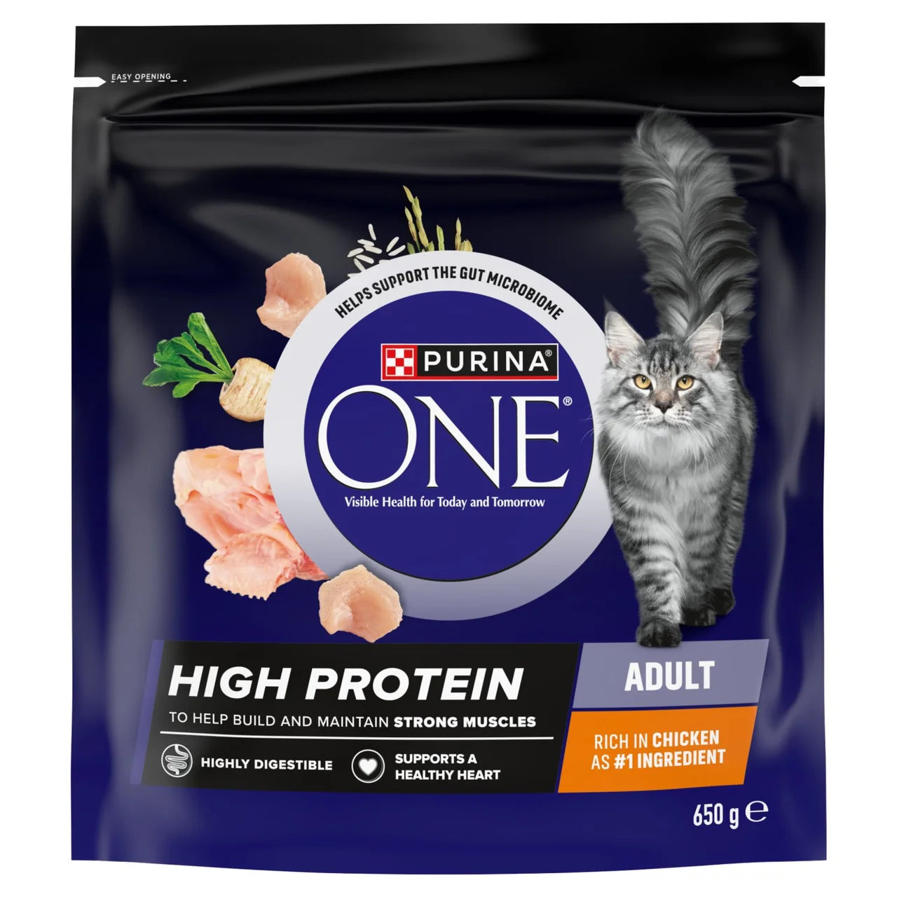 Purina One High Protein Chicken Dry Cat Food 650g