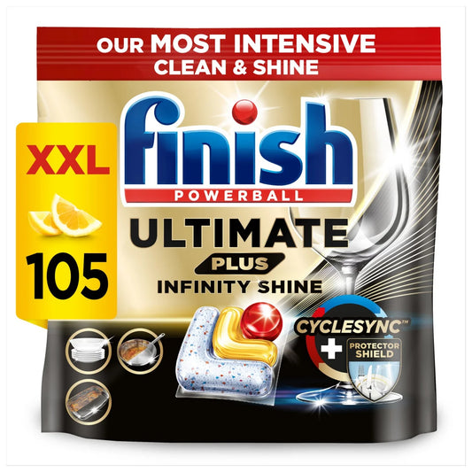 Finish Ultimate Plus Infinity Shine Lemon Dishwasher Tablets 105 per pack