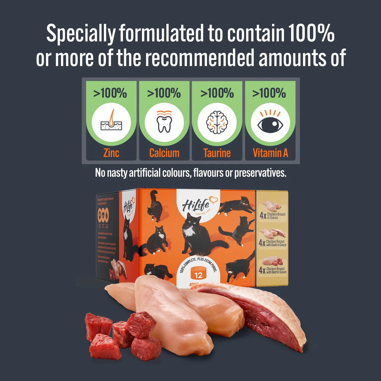 HiLife It's Only Natural Luxury Cat Food Meat Selection 12 x 70g