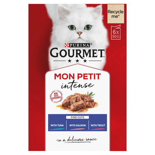 Gourmet Mon Petit Fish Variety Tuna Salmon Trout Wet Cat Food 6 x 50g