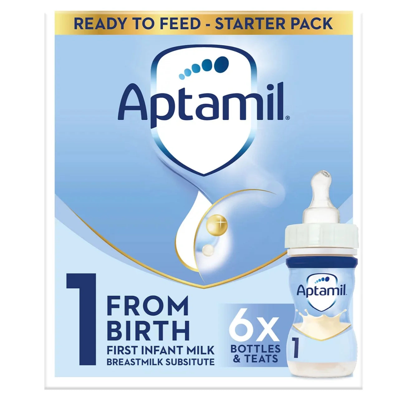 Aptamil 1 First Infant Baby Milk Formula Liquid Starter Pack Ready to Feed 6 x 70ml