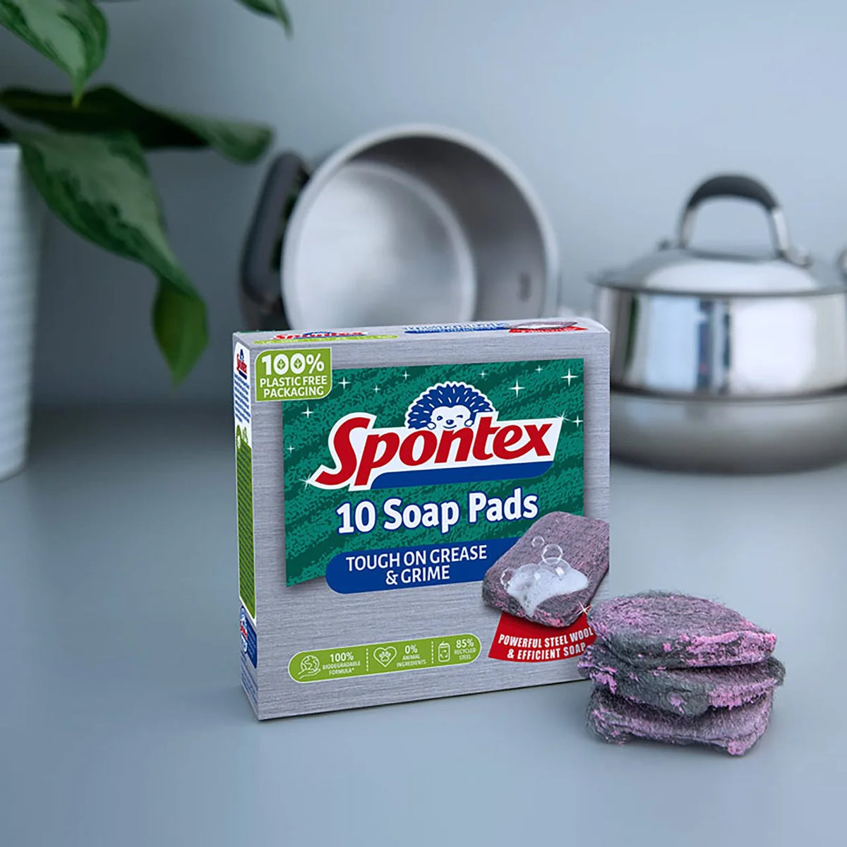 Spontex Soap Filled Washing Up Scourer Pads Heavy Duty Grease 10 per pack