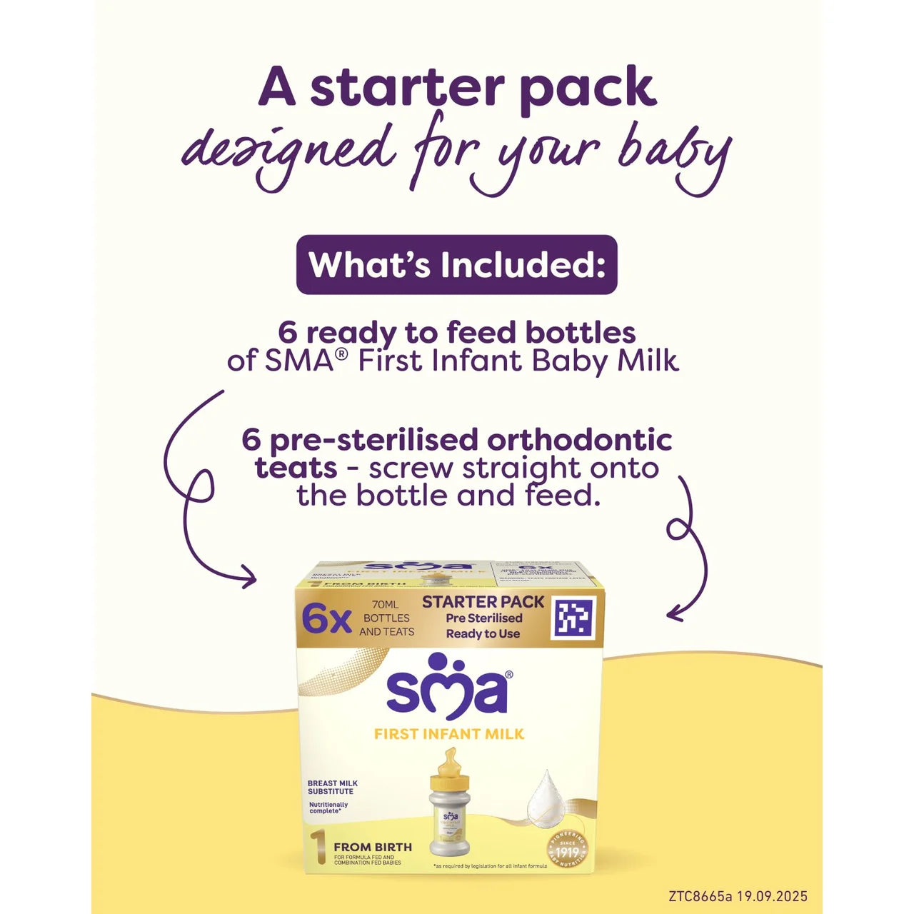 SMA 1 First Infant Milk Liquid Formula Starter Pack from birth 6x70ml