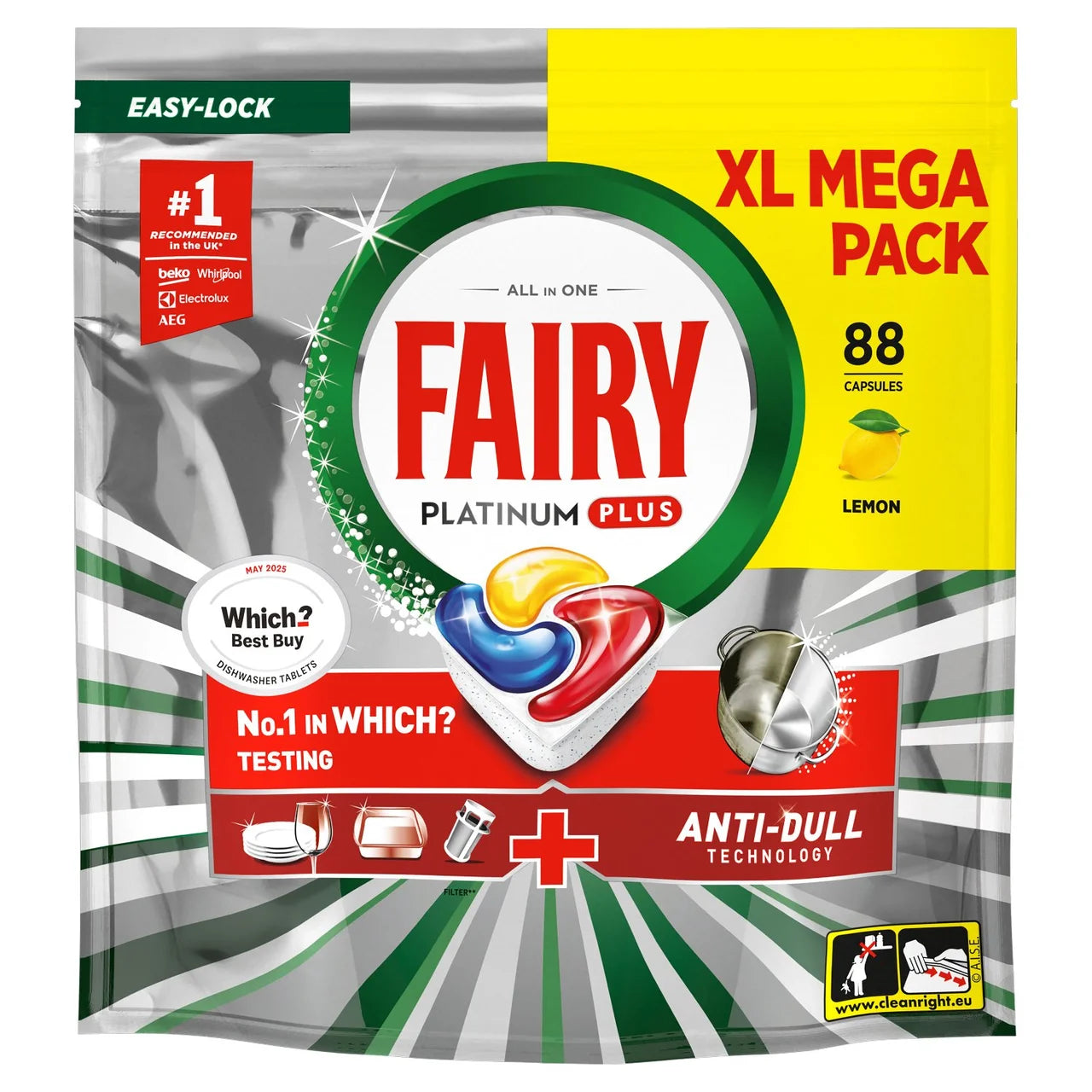 Fairy Platinum Plus Lemon Dishwasher Tablets 88ct