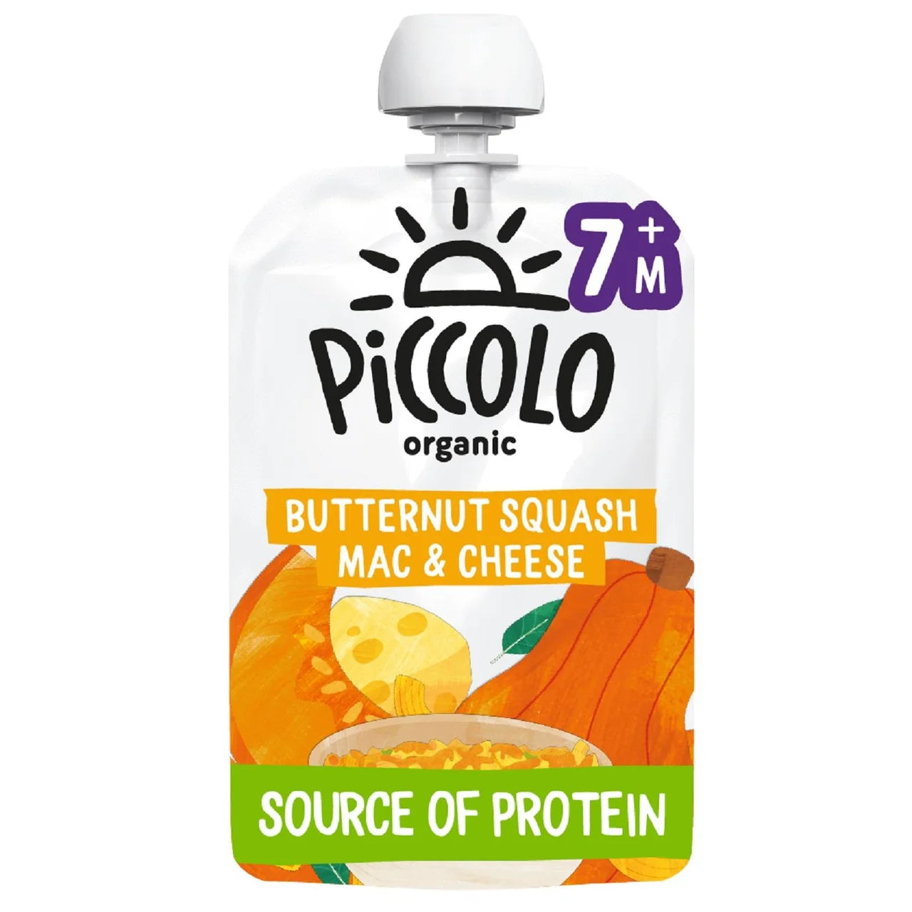 Piccolo Butternut Squash Organic Mac & Cheese Pouch, 7 mths+ 130g