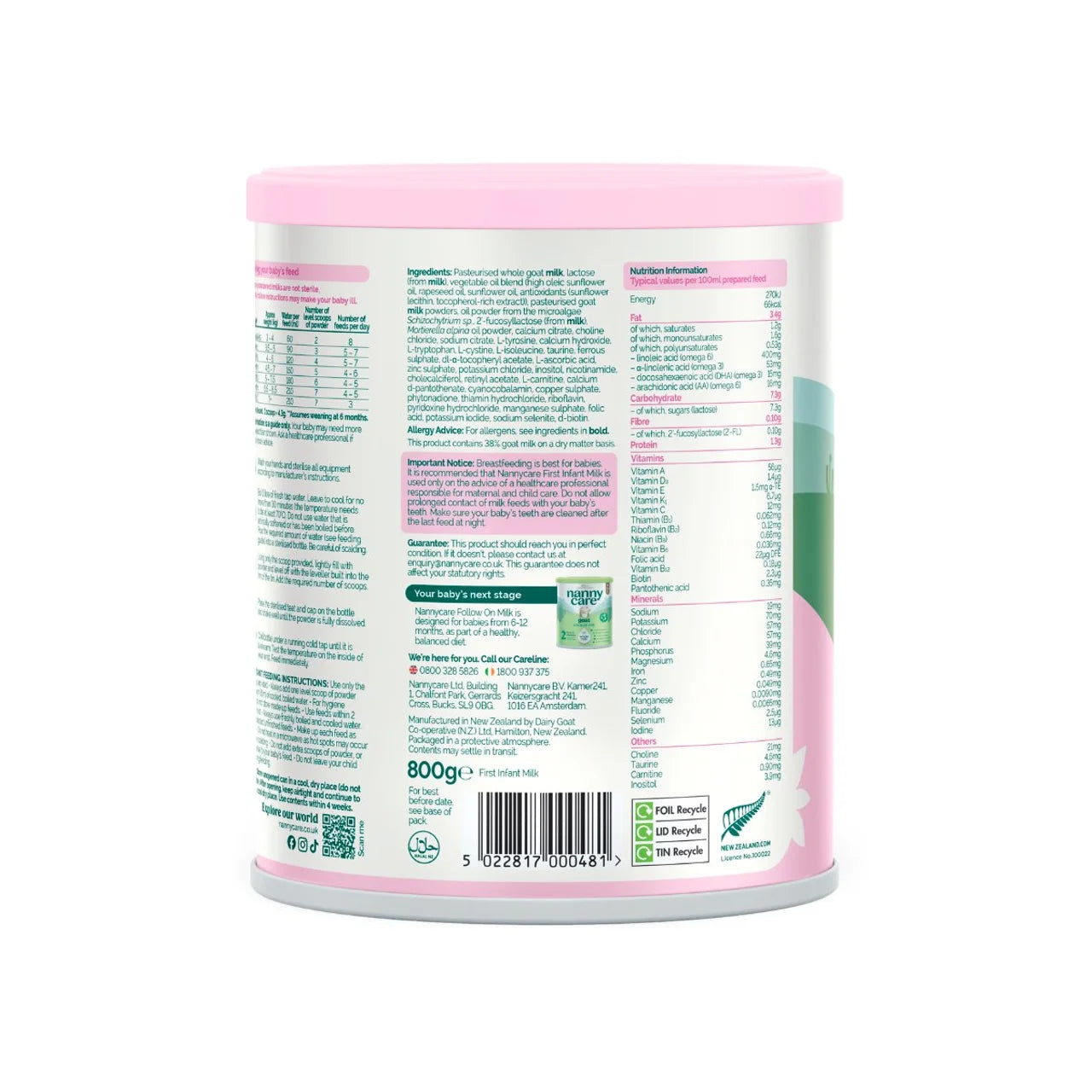Nannycare Goat Stage 1 First Infant Milk Formula 800g