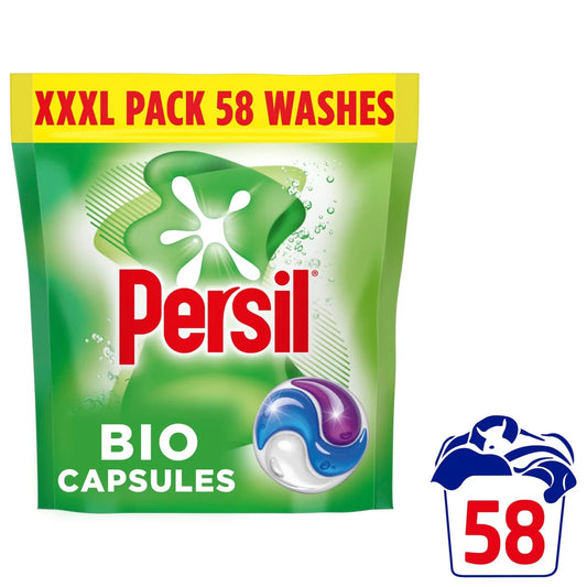 Persil Bio 3 in 1 Laundry Washing Detergent Capsules 58 Washes