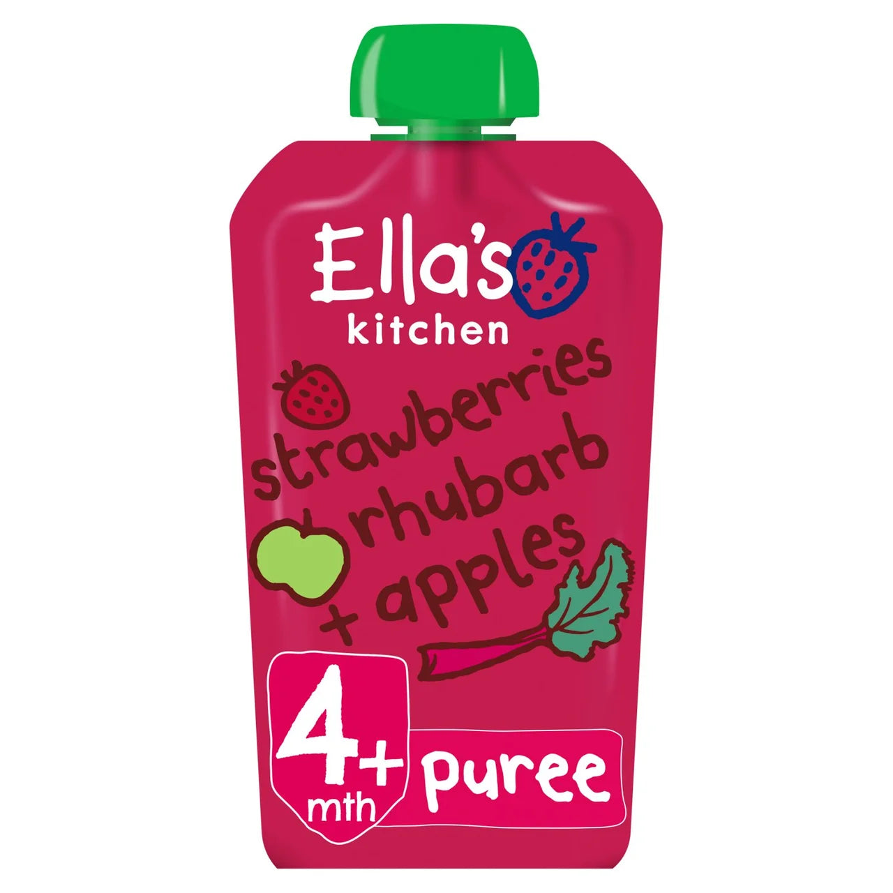 Ella's Kitchen Strawberries, Rhubarb & Apples Baby Food Pouch 4+ Months 120g
