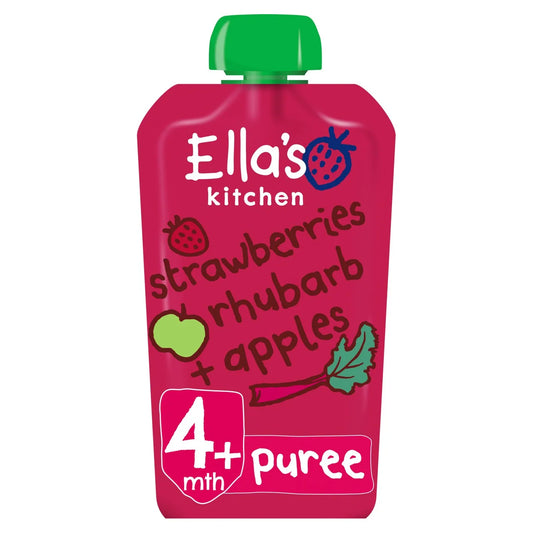 Ella's Kitchen Strawberries, Rhubarb & Apples Baby Food Pouch 4+ Months 120g