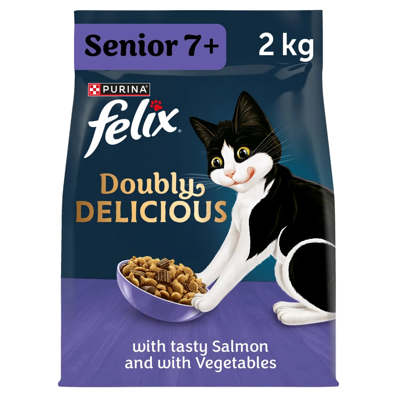 Felix Doubly Delicious Senior 7+ Salmon & Vegetables Dry Cat Food 2kg