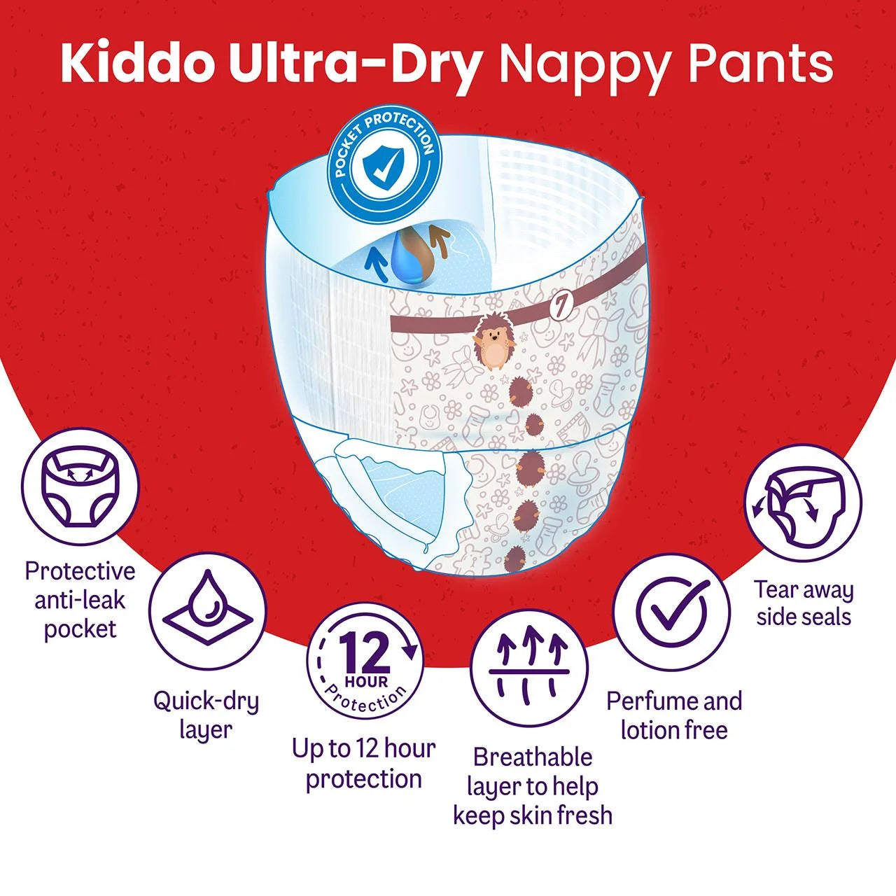Ocado Kiddo Ultra-Dry Nappy Pants Size 7 (17+kg) 28 per pack