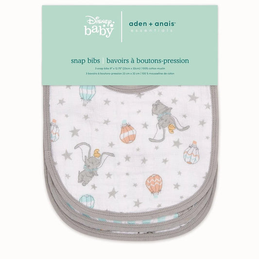 Aden + Anais Muslin Bibs Snap Closure Dumbo 3 per pack
