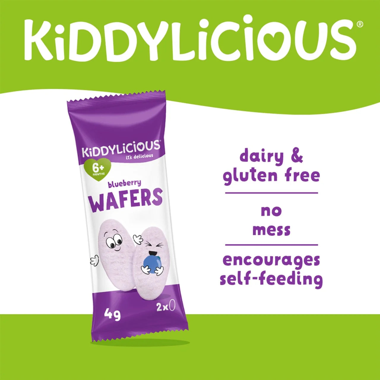 Kiddylicious Blueberry Maxi Wafers Baby Snacks Multi 10 x 4g