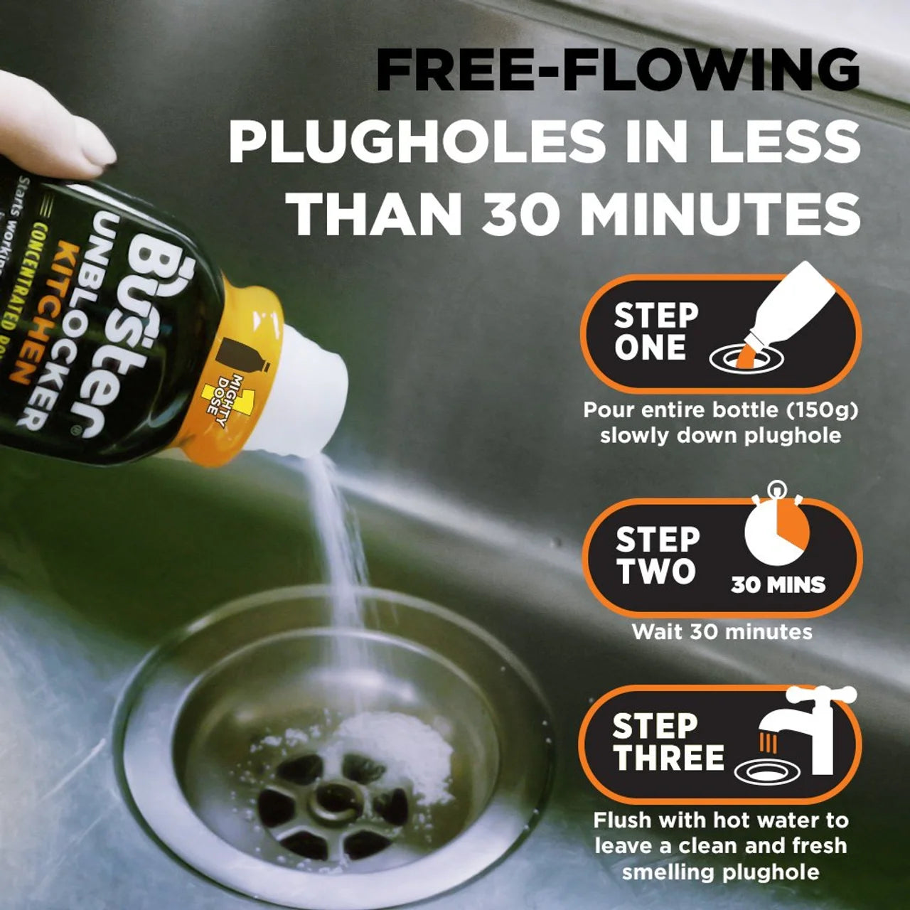 Buster Kitchen Drain Unblocker Mighty 1 Dose 150ml