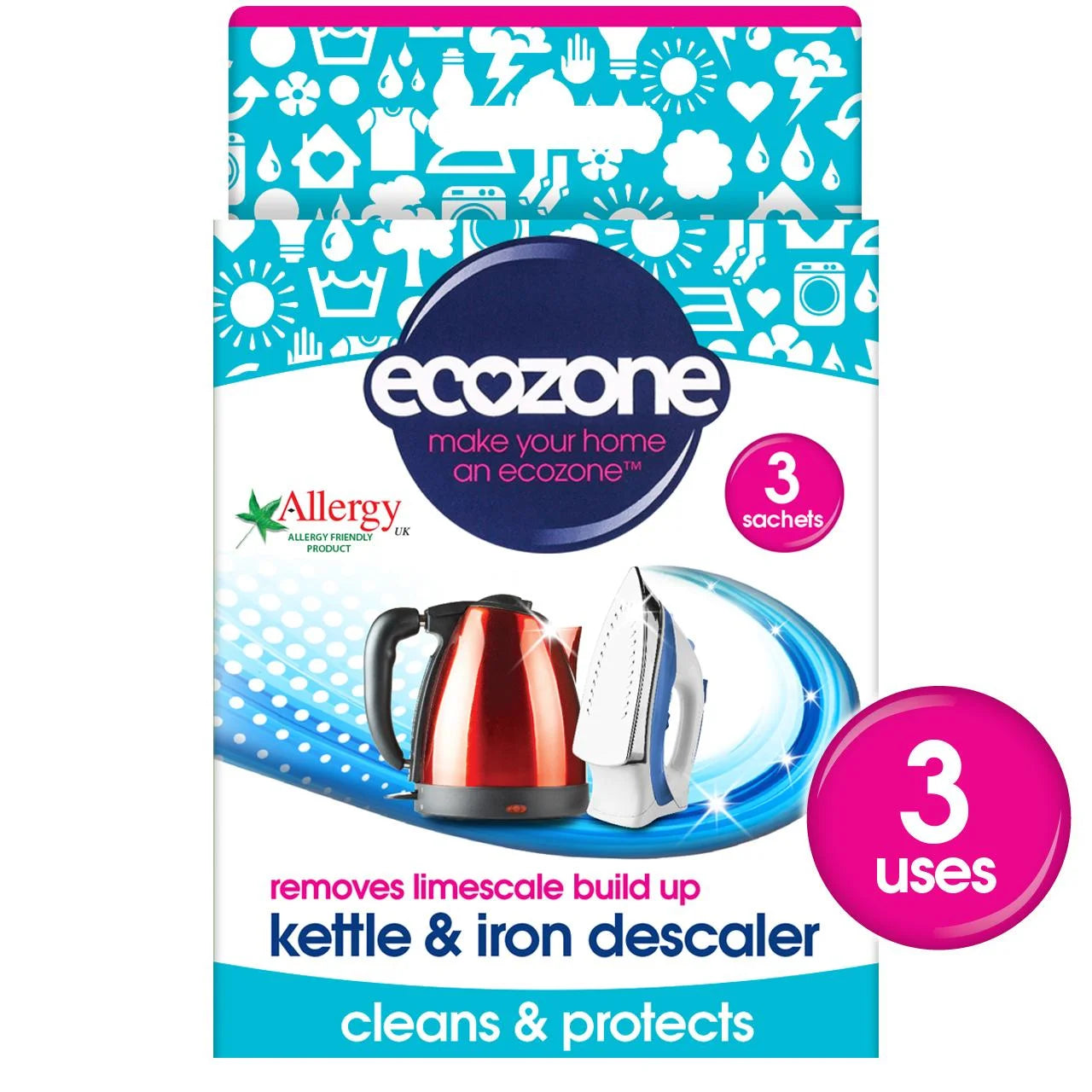 Ecozone Kettle & Iron Descaler 3 x 20g