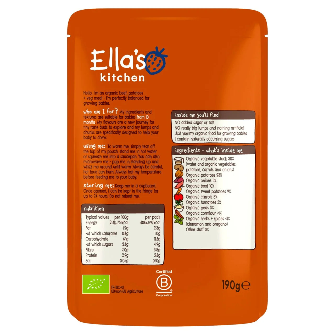Ella's Kitchen Cottage Pie Baby Food Pouch 10+ Months 190g